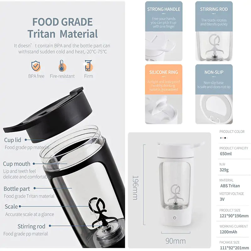 Auto Mixing Protein Shaker Bottle